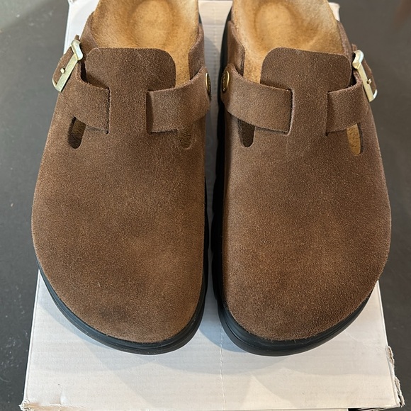 Birkenstock Boston Chunky Suede Leather - Dark Tea/Black - Picture 4 of 4